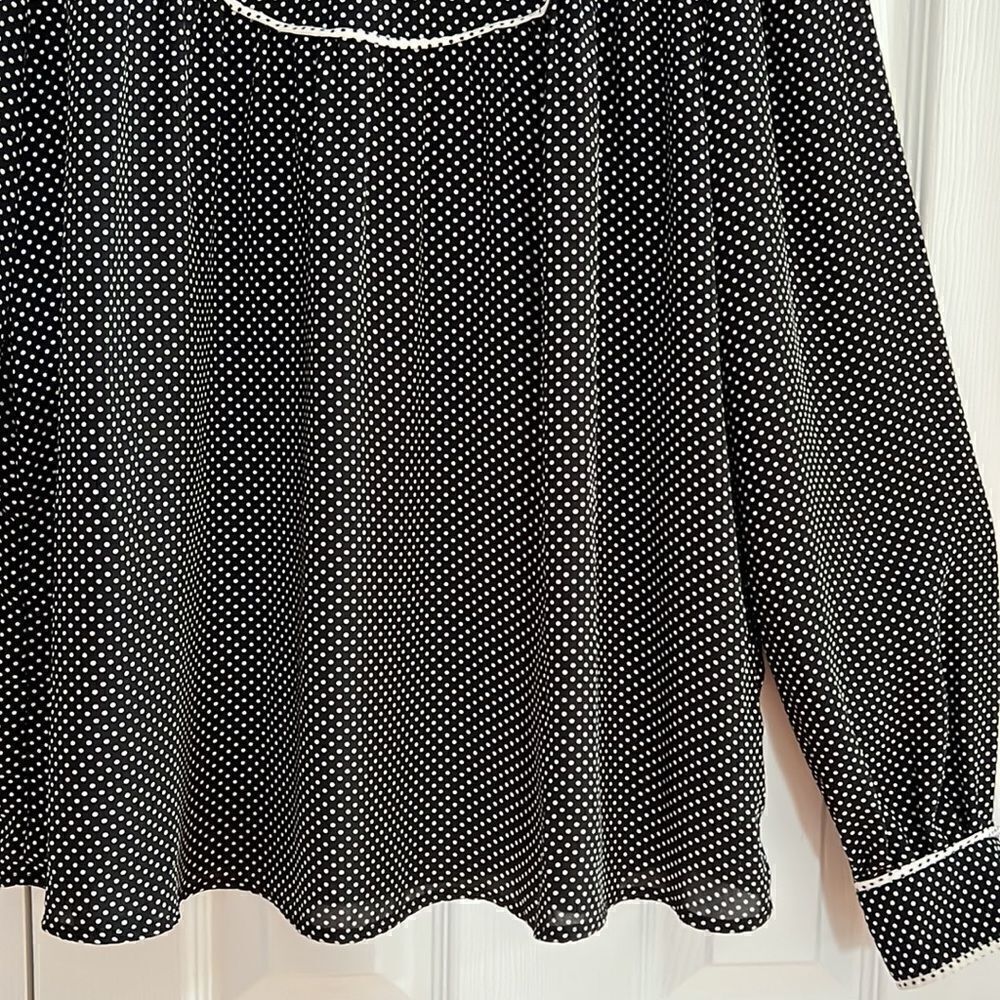 WHO WHAT WEAR Black Polkadot High Neck Blouse - Picture 6 of 16